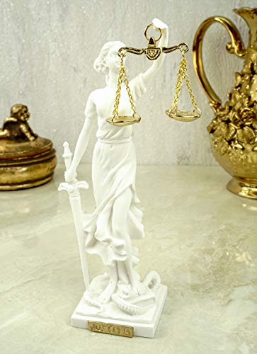 Alabaster Justitia Göttin Figura 17 cm Escultura Themis BGB Justicia, color blanco