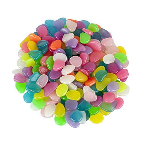 Alexen 200 Piezas de Colores Brillantes guijarros del jardín, Brillan en la Piedra Decorativa Oscura para la decoración de los pasillos, Piedras Luminosas para el pote de Las Plantas