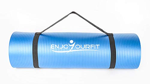 alfombra de suelo para yoga, pilates, deporte, gimnasia, fitness, musculación – 12 mm, 189 cm x 62 cm – con correa y bolsa de transporte – Atención: alfombra nueva pero dañada durante el transporte