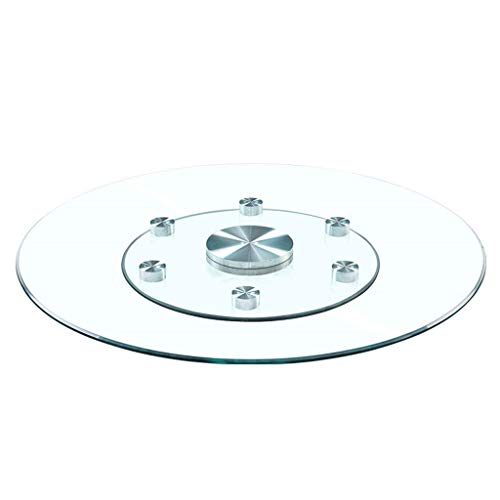 Alqn Plato giratorio extragrande de 80 cm (30 pulgadas), bandeja de servicio giratoria de mesa de vidrio templado redondo para mesa de comedor, ruedas auxiliares antivuelco