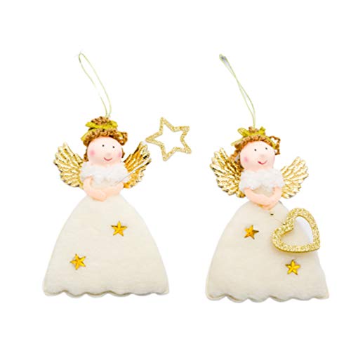 Amosfun 2 Piezas Adornos Colgantes de ángel de Navidad árbol de Navidad ángel muñeca Colgante Puerta Colgante decoración de Pared