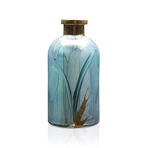 Angela Neue Wiener Werkstätte Flaschenvase Shabby Aqua Vasos de Cristal de Color, Azul, 7 cm