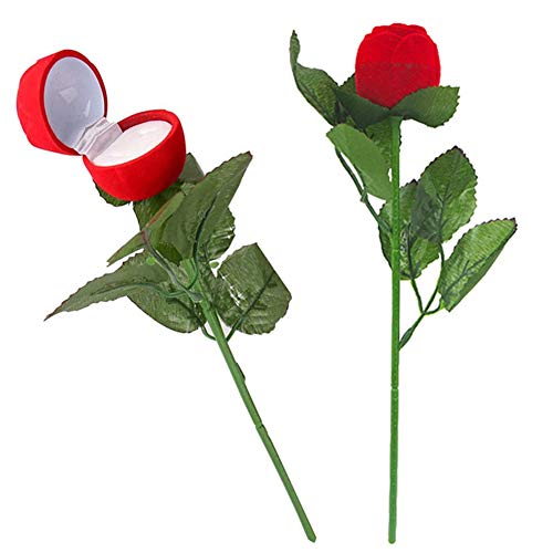 Anillo Estuches LLMZ 2Pcs Caja para Anillos con Flor de Rosa Caja de Anillo, para Propuesta de Matrimonio Compromiso Boda el día de San Valentín Caja Regalo