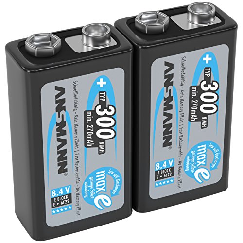 Ansmann 5035453-590-1 - Block Pila Recargable, Baja auto-descarga, maxE 8.4V block type 300 (min 270mAh), 2 unidades