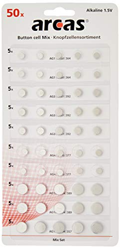 Arcas 12755000 Household Battery Single-Use Battery 1,5 V - Pilas (Single-Use Battery, Botón/Moneda, 1,5 V, 50 Pieza(s), 140 mAh, CD (cadmio), HG (Mercurio))