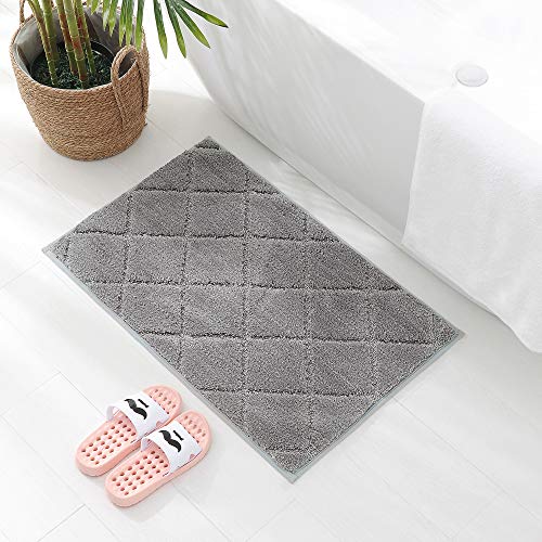 ARNTY Alfombra de Baño Antideslizante,Alfombrillas Baño Microfibra Chenille Súper Suave Absorbente Tapete de Piso para Ducha,Cocina,Baño (Gris-Microfibra, 50x80cm)