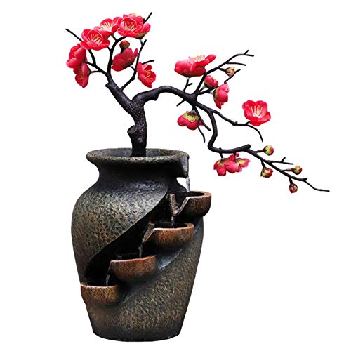 arthomer Fuente De Cascada De Artesanía De Resina De Florero De Agua, Fuente De Bonsai para Dormitorio De Oficina En Casa, 30 X 18 X 40 Cm