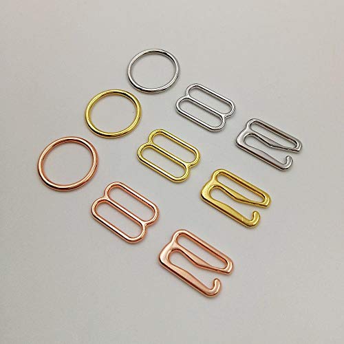 ASDFGH 100 unids/Lote Plata Oro Rosa Oro Deslizadores Ganchos Lencería Ajustador Ropa Interior Accesorios, Oro, 12 mm