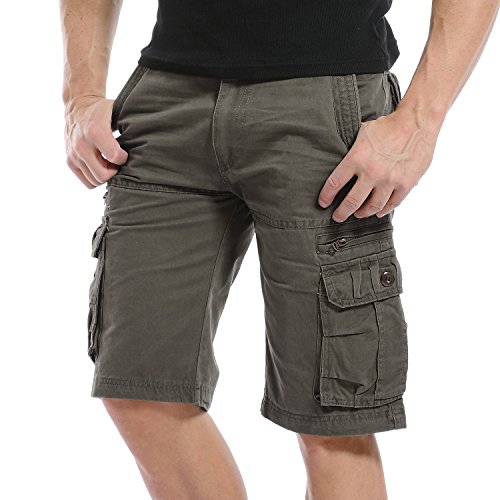 AUYUG Pantalones cortos de carga de combate militar de camuflaje cortocircuitos del verano de los cortocircuitos Camork para Hombres 29 cintura normal X Estilo 1-suelo verde del ejército # 038