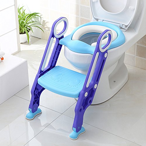 Bamny Entrenador de inodoro con escalera, asiento de inodoro para niños de 38-42 cm, entrenador de orinal