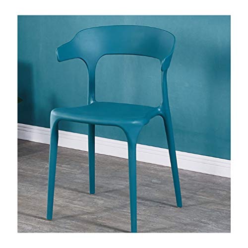 BECE Silla De Comedor De Plástico Moderna De Espalda, Taburete De Hierro, Adecuado para Comedor,Azul