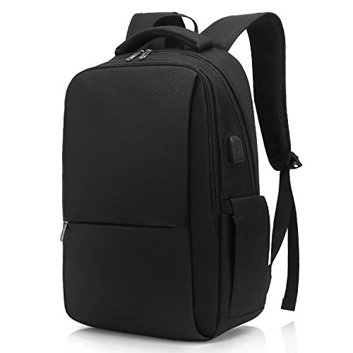 Besttravel Mochila para Portátil, Mochila Unisex Impermeable para Ordenador Portátil de hasta 15.6 Pulgadas,Con Anillo de bloqueo antirrobo y Puerto USB,para los Estudios,Trabajo o Viajes - Negro