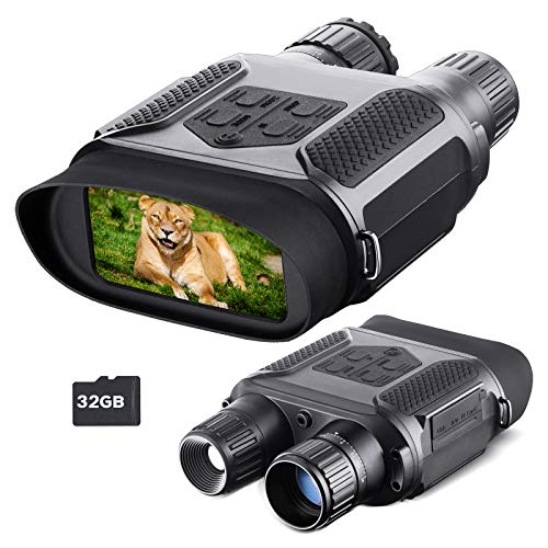Binoculares visión Nocturna para Adultos, Tarjeta TF 32GB, Zoom infrarrojo Digital 7X HD, visión Nocturna Pantalla panorámica 400M, Adecuado para la Caza Camping navegación Aventura