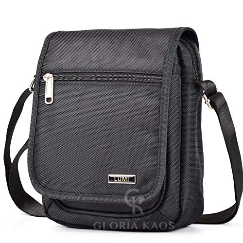 Bolso de Hombre Bandolera Ajustable Nailon Negro Multibolsillos Unisex 9901-1