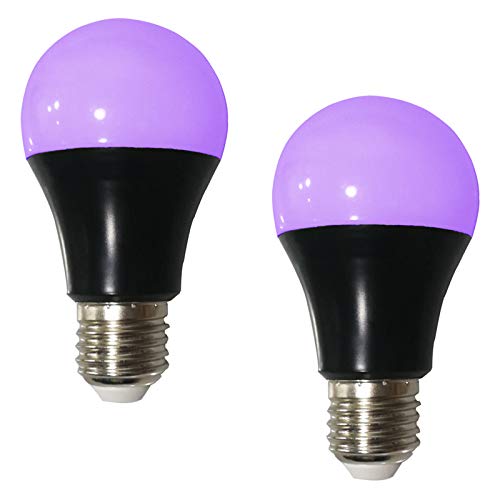 Bombillas de luz ultravioleta negra E27, 8 W, luz negra, violeta, neón, luz negra UV, lámpara fluorescente uv, para fiesta de Halloween pintura corporal de discoteca de Navidad, paquete de 2