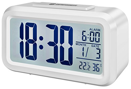 Bresser MyTime - Reloj Despertador con Pantalla LCD, Color Blanco (Importado)