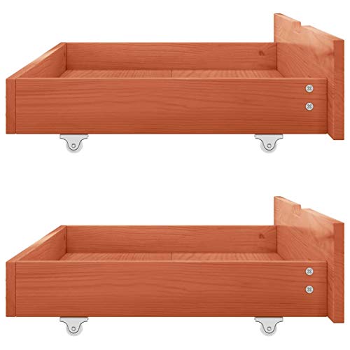 Cajón de almacenamiento de madera debajo de la cama con 4 ruedas para dormitorio, organizador de almacenamiento debajo de la cama de madera, recomendado para cama de plataforma tamaño (Honey Brown)