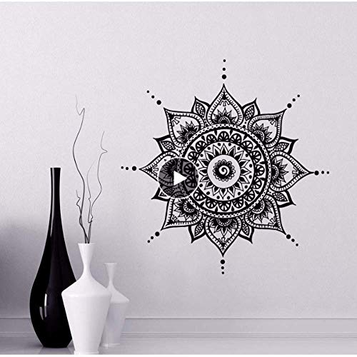 Calcomanías Pegatina de vinilo Dormitorio Sala de estar Calcomanía de pared Flor de loto Decoración india Yoga Buda Pegatinas 56 * 56Cm