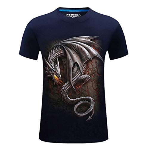 Camisas de Manga Corta para Hombres Impresión 3D con Cuello Redondo Moda Diario Slim Fit Casual T-Shirt Blusas Suave básica Camiseta Clásico Original riou