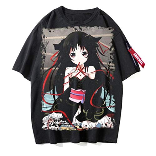 Camisetas，Anime La Chica Inteligente No Saldrá Lastimada Juegos Novelas 3D Cómodo Neutral Hombres Primavera Y Verano Adolescentes Casual Suelto Mangas Cortas Negro A XXL