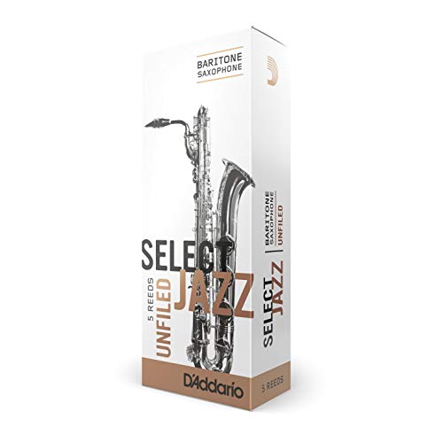 Cañas para saxo barítono Rico Select Jazz, corte americano, resistencia 3/media, paquete de 5