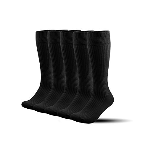 Caudblor Calcetines Ejecutivos Coolmax Traje Vestir Hombre Negro desodorante hasta de Rodilla Negro Altos Largos secos de Algodón,Athletic Fit Calcetines para Deporte,Running,dress socks/Negro