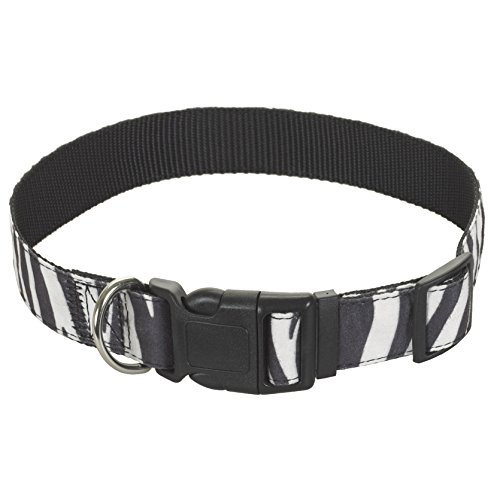 CHAPUIS SELLERIE SLA389 Collar de Perro - Arnés Aterciopelado con Estampado de Cebra - Ancho 25 mm - Largo 55 cm - Talla L