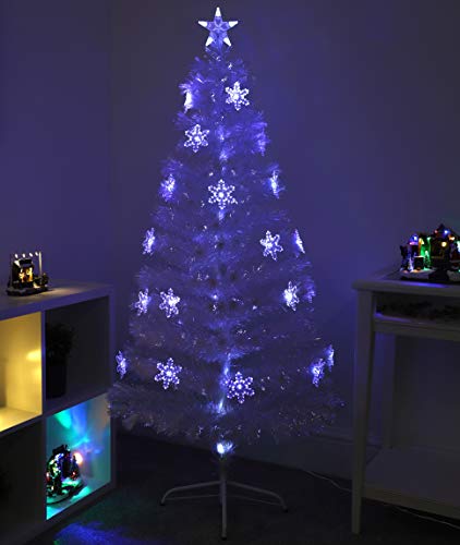 Christmas Concepts Ltd 60 Pulgadas (5FT) de Fibra óptica Transparente LED Azul árbol de Navidad con Las Luces/LED Blanco