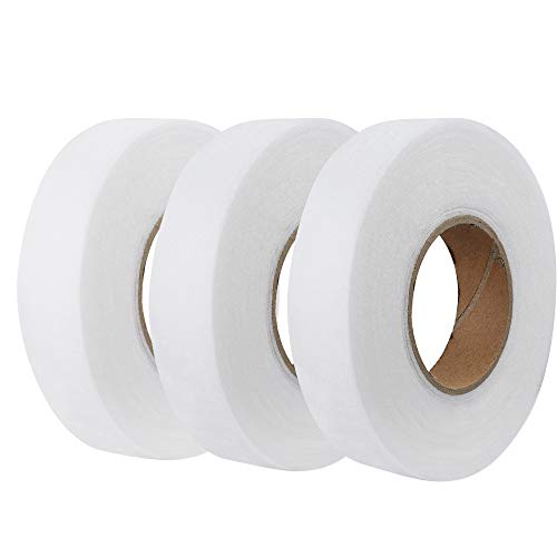 Chudian 3Rollos 64 Metros Cinta de Dobladillo Adhesivo Cinta Termoadhesiva Ropa,70 Yardas Cinta de Dobladillo para Planchar (20mm x 64m, Blanca)