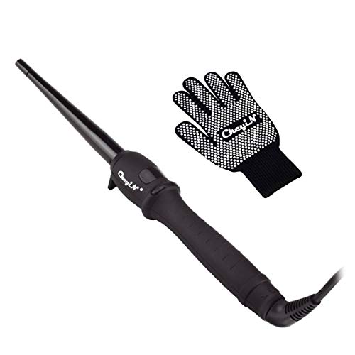 CkeyiN Rizador de Pelo en Belleza Profesional Moldeador Cabello de Cerámica Turmalina con 360 °Cable Giratorio y la Pantalla LCD Cono Curling Cabello Pelo Wand Rodillos (9-19mm) (B1)