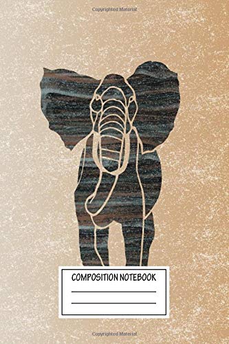 Composition Notebook: Animals Abstract Striped Elephant In Peach And Blue Colors Animals Wide Ruled Note Book, Diary, Planner, Journal for Writing