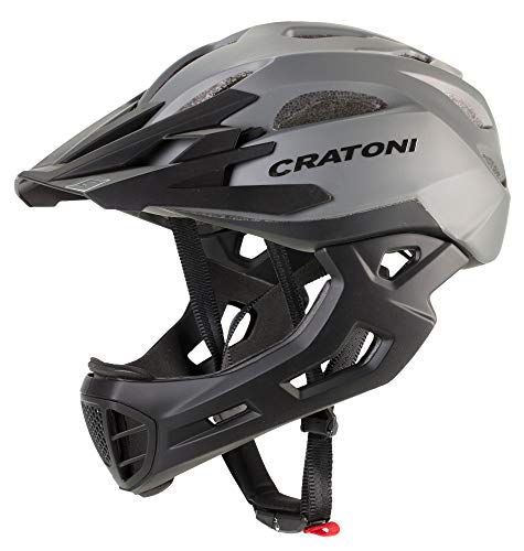 Cratoni C-Maniac Casco de Ciclismo Fullfacehhelm BMX Freeride Downhill (Stone, M-L (54-58 cm))