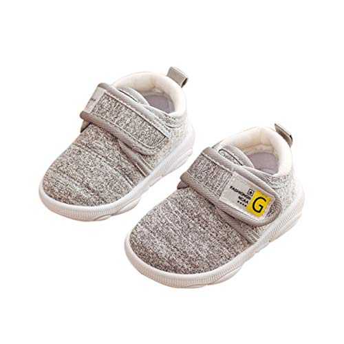 DEBAIJIA Zapatos para Niños 3-18M bebés Caminata Zapatillas Niños Niñas Suela Suave Lona Material Antideslizante 18/19 EU Gris (Tamaño Etiqueta 18)