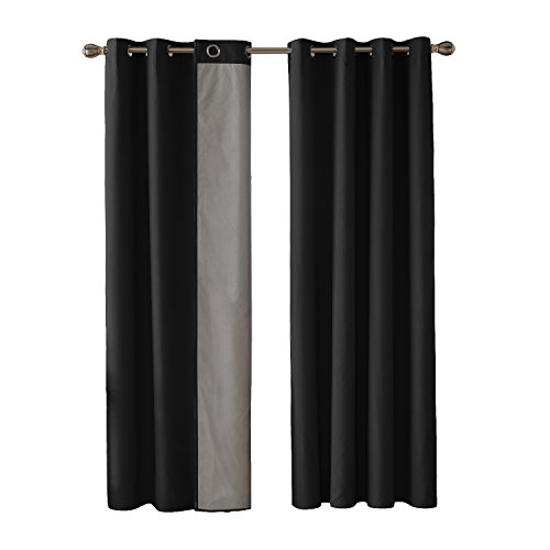 Deconovo Cortinas Termicas Aislantes Infantiles Niño de Salón Modernas con Forro 2 Piezas 140 x 180 cm Negro