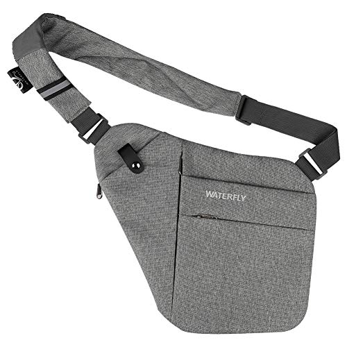 DEKINMAX Mochila Bandolera Hombre Bolsa de Pecho Pequeña Casual Portatil Deportes Mochila Trabajo (Gris)