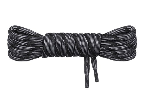 Di Ficchiano - Cordones redondos para zapatos de trekking y zapatos de trabajo - Extra resistentes - Diámetro de 5 mm Color Negro/Gris-M2 Longitud 180 cm