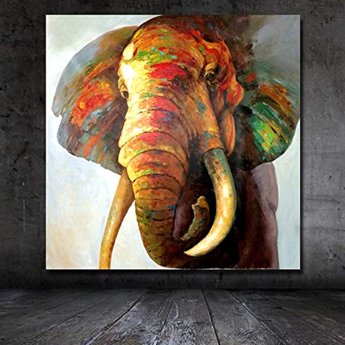 Dibujado a Mano Pintura al óleo Lienzo Elefante Retrato Marfil Animales Decoración Cuadro Hogar Pared Arte Regalos,NoFrame,70x80cm