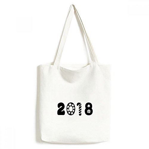 DIYthinker Fuente de Vacaciones 2018 Feliz año Nuevo ambientalmente Lavable Compras totalizador de Regalo del Arte Bolsa 33 * 40cm