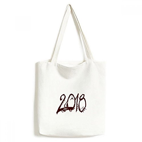 DIYthinker Fuente roja 2018 Feliz año Nuevo ambientalmente Lavable de Compras Bolsa de Mano Regalo del Arte 33 * 40cm