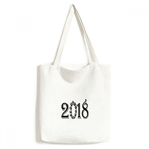 DIYthinker Garland 2018 Fuente Feliz año Nuevo ambientalmente Lavable Compras totalizador de Regalo del Arte Bolsa 33 * 40cm