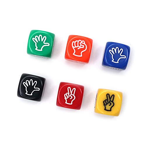 DollaTek 6pcs / Set Juego de Dados de 6 Lados, Tijeras de Papel de Roca Juego de adivinanzas Dados de Juguetes 20 mm