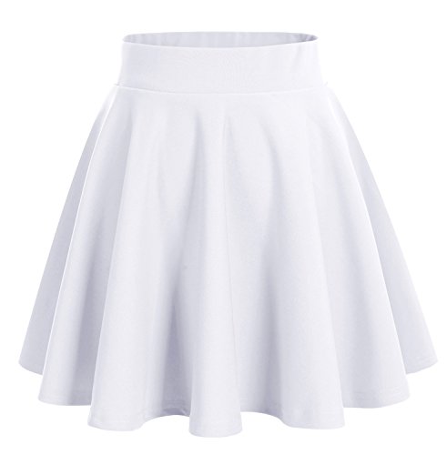 DRESSTELLS Falda Mujer Mini Corto Elástica Plisada Básica Multifuncional White S