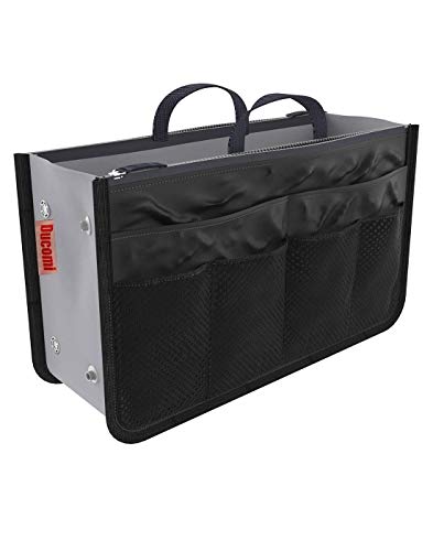 Ducomi Organizador Bolso para Mujer con Interior Espacioso - Organizador de Bolsos con 13 Bolsillos para Viajes - Bolsillo Interno Grande de Ajuste Expansible, Doble Asa (Standard, Black)