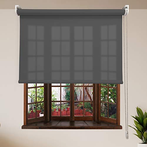 EB ESTORES BARATOS Estor TAMIZADOR OSCURECEDOR Premium/Reduce la Intensidad del Sol y Deja Pasar Poca luz. Elija su Medida de Ancho x Alto. Color: Gris Oscuro. Medidas: 216cm x 180cm