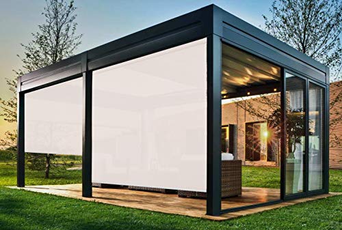 EB ESTORES BARATOS Persiana Enrollable Exterior Tecnoscreen/Bloqueo UV 70% / Microperforado (no Hace Efecto Vela). Medidas Ancho x Alto. Color: Blanco Lino. Medidas: 192cm x 180cm