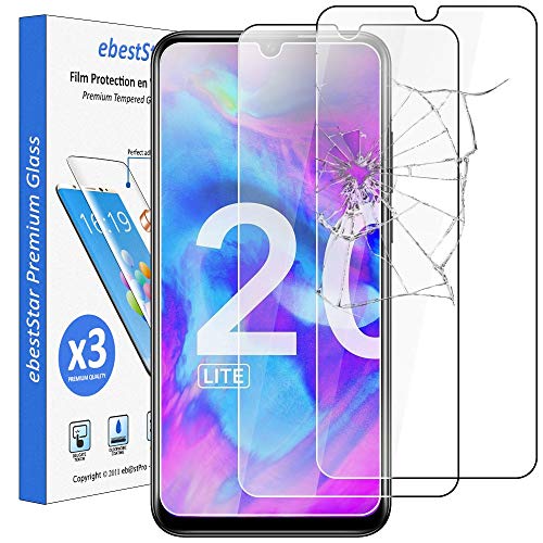 ebestStar - [Lote x3 Cristal Templado Compatible con Honor 20 Lite Protector de Pantalla, Película Vidrio Protectora Ultrafina, Dureza 9H, Sin-Burbujas [Phone: 154.8 x 73.6 x 8mm, 6.21'']