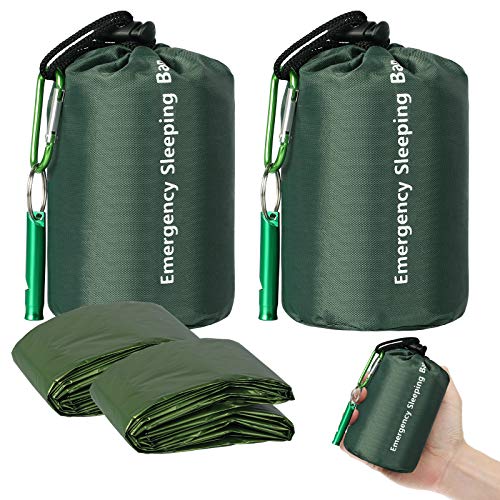 EEEKit 2 Paquetes Saco de Dormir de Emergencia, Saco de vivac térmico Ligero e Impermeable, Mantas de Supervivencia Saco de Nailon portátil para Acampar, IR de excursión, al Aire Libre