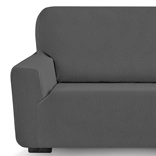 Eiffel Textile Milan Fundas para Sofa Elastica Adaptable Lisa, 94% poliéster 6% Elastano, Gris, Set 1+1 Plazas