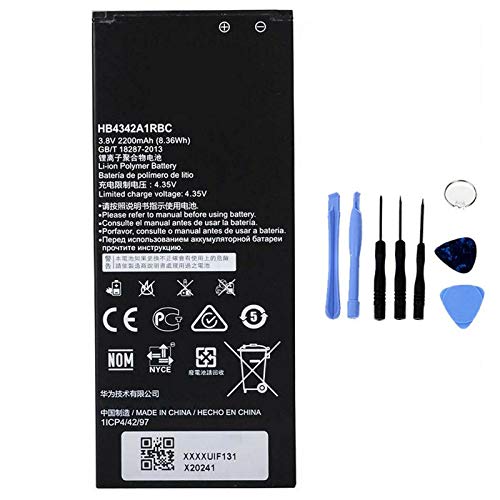 Ellenne Batería compatible con Huawei Honor 4A Y6 Y5 2 II Due HB4342A1RBC Alta capacidad 2200 mAh con kit de desmontaje incluido