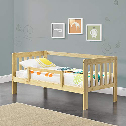 [en.casa] Cama para niños de Madera Pino Selfoss 90 x 200 cm con Protección contra caídas Somier Color Pino Natural